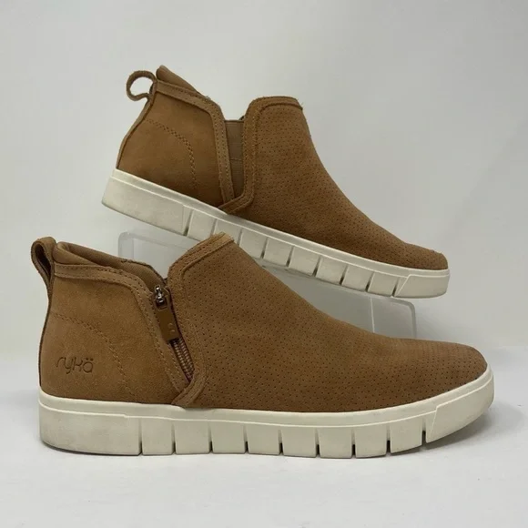 Ryka Shoes Womens 10M Tan Suede Upper Hensley Side Zip Chelsea Booties Sneakers - Picture 6 of 14